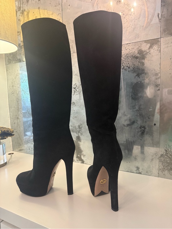 Gucci Shoes - Gucci Black Suede Platform Stiletto Boots